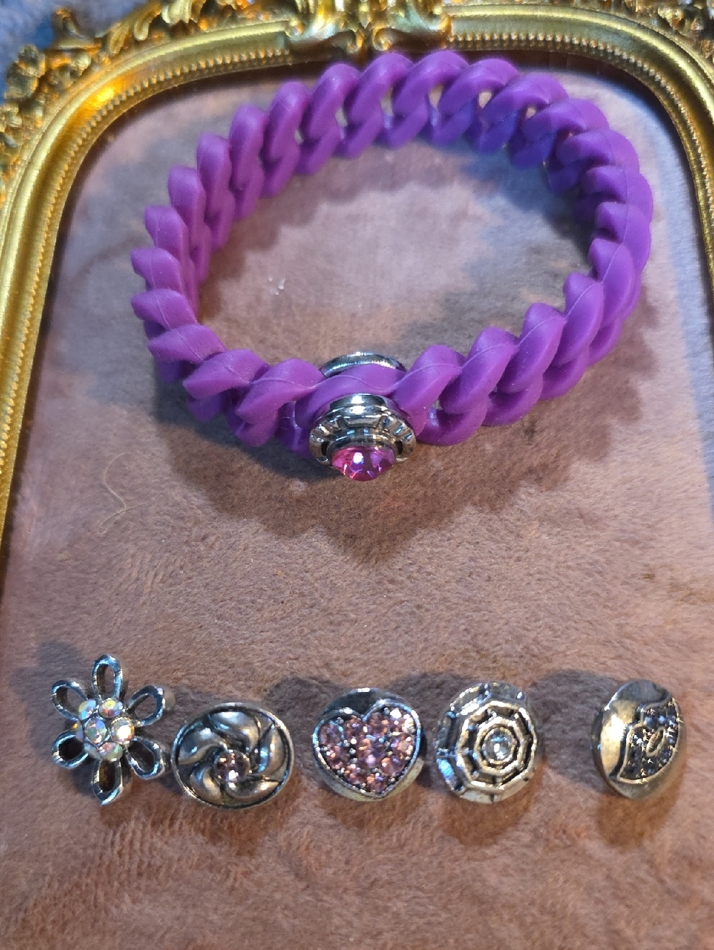 Ginger Snaps Purple Silicone Chain Bracelet with 6 Snap Accents